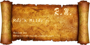 Rák Milán névjegykártya