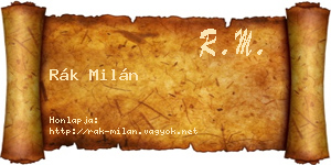 Rák Milán névjegykártya